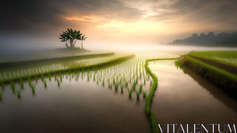 AI ART Misty Rice Terraces Landscape