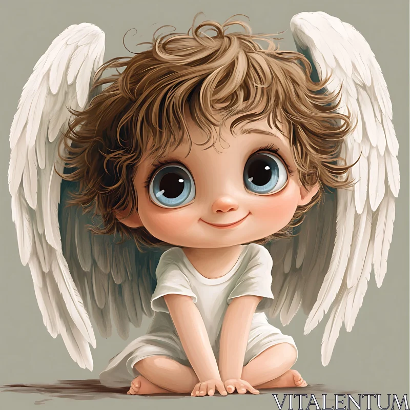 AI ART Whimsical Baby Angel Illustration