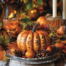 Thanksgiving Table Decor with Pumpkin