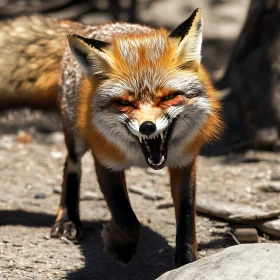 Menacing Fox with Bared Teeth