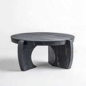 Sculptural Dark Marble Low Table Design