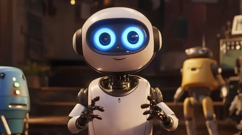 Charming Robot with Glowing Eyes