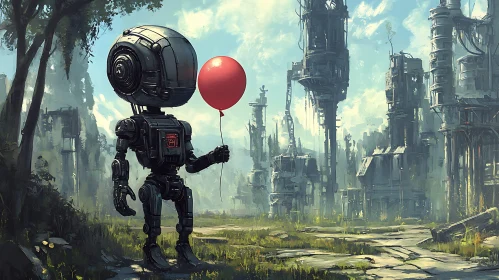 Mechanical Companion with Red Balloon