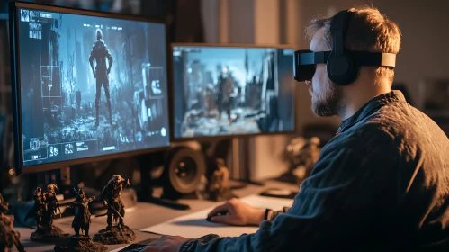 Man Enjoys Virtual Reality Game