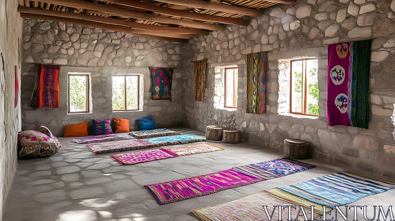 AI ART Rustic Room Interior with Carpets