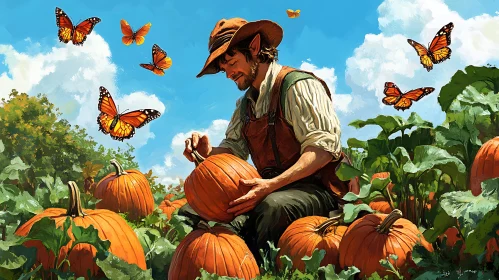 Harvesting Pumpkins with Butterflies