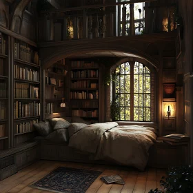 Quiet Reading Nook with Bookshelves