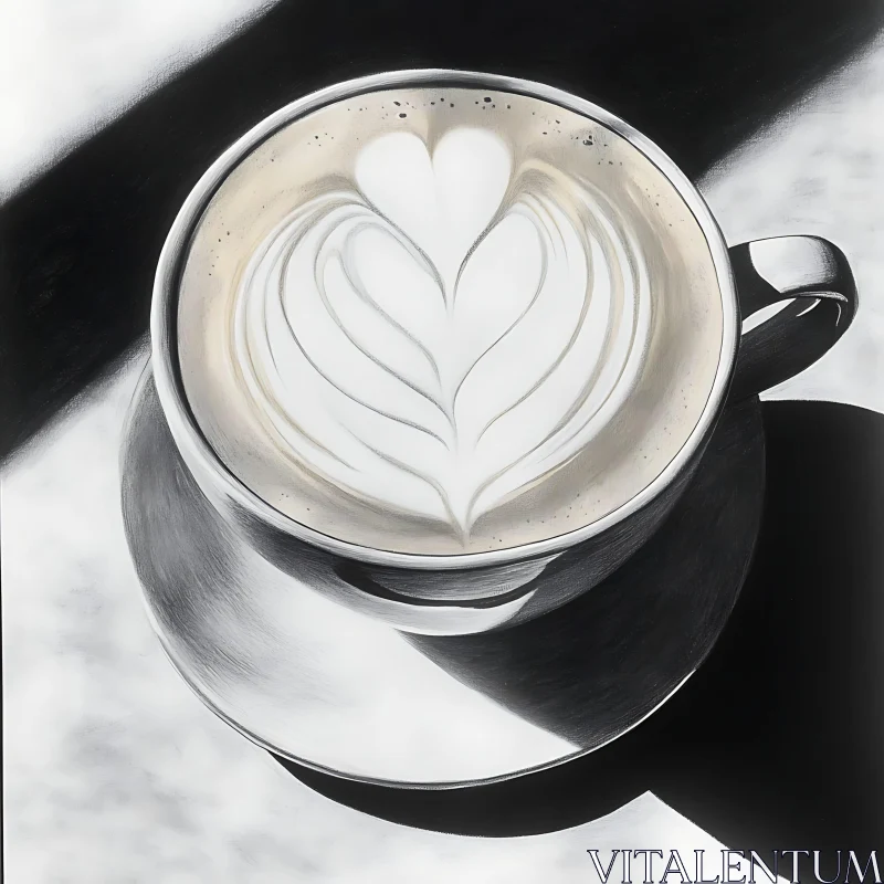 AI ART Latte Art in Black and White