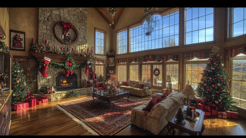 Christmas Decorated Home Interior