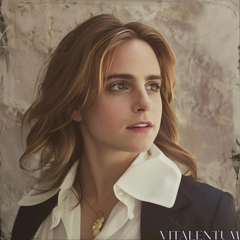 AI ART Elegant Vintage Portrait of Emma Watson