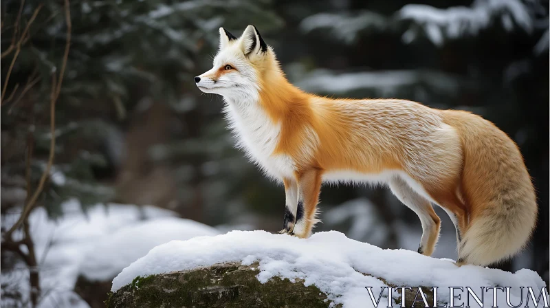 Red Fox Portrait in Snowy Forest AI Image