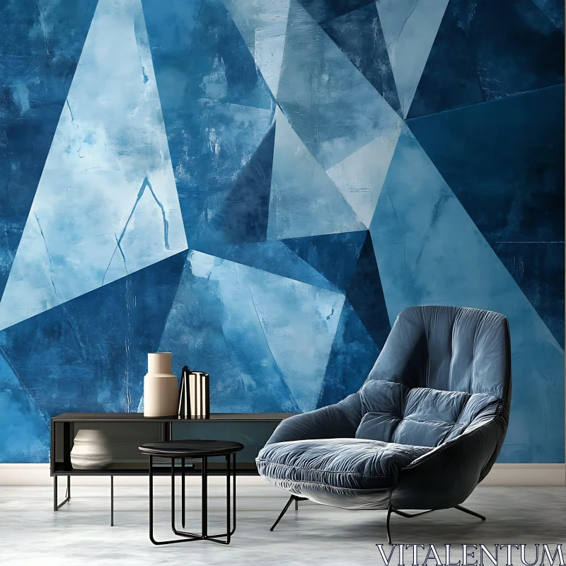 AI ART Abstract Blue Interior Design