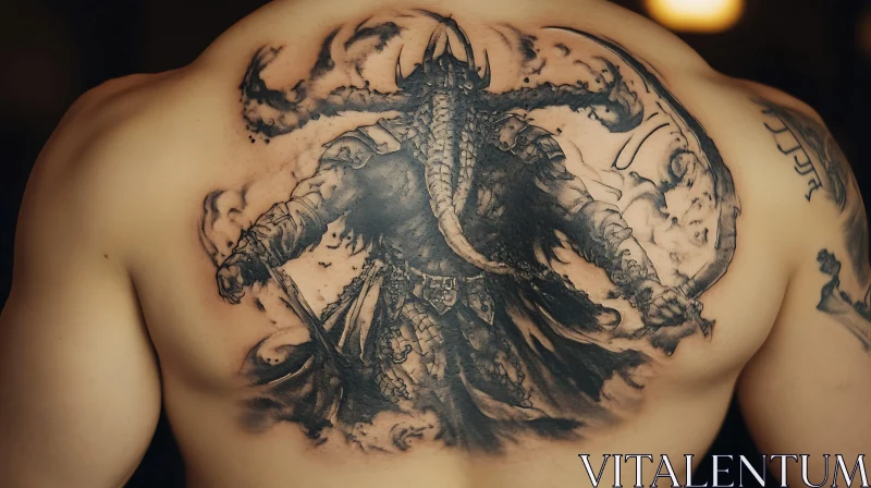 AI ART Back Tattoo: The Warrior's Ink Saga