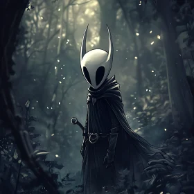 Masked Figure in Dark Forest