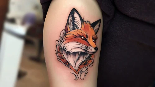 Elegant Fox Tattoo Design