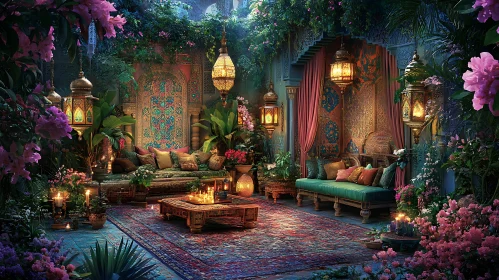 Cozy Moroccan Style Interior with Lush Greenery