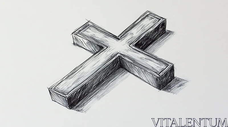 Pencil Sketch of a Cross Symbol AI Image