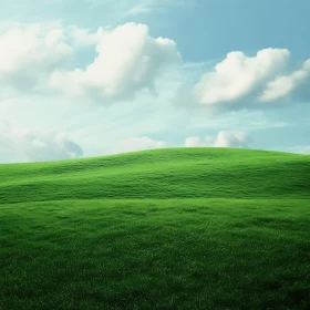 Rolling Green Hills and Cloudy Sky