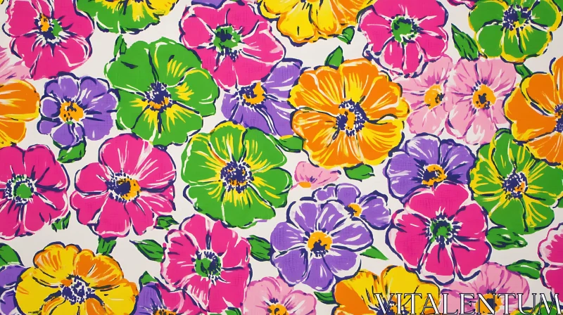 Bright and Bold Floral Design AI Image