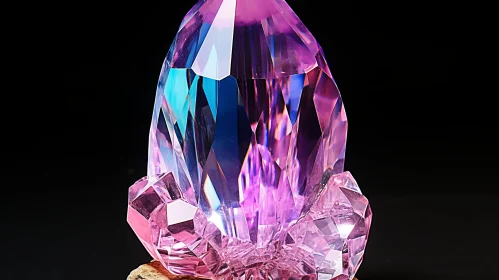 Exquisite Pink Crystal in Light Purple and Dark Azure Tones