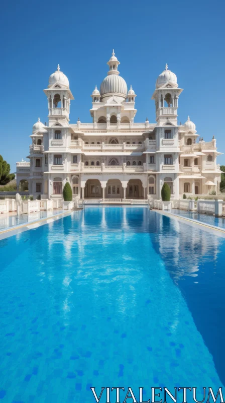 Extravagant Indian-inspired Architecture with Luxurious Pool AI Image