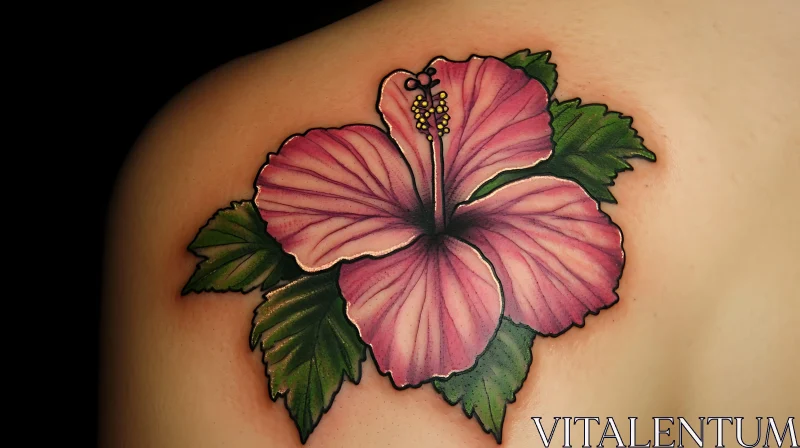 AI ART Colorful Hibiscus Tattoo