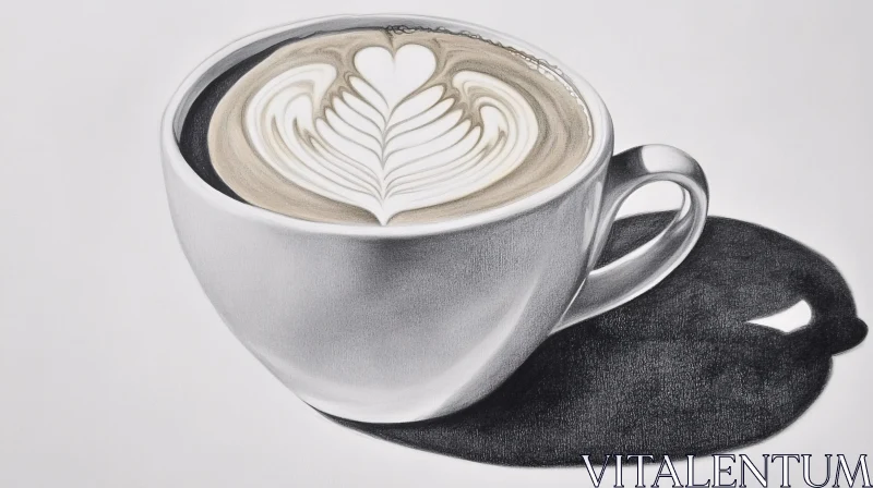 Monochrome Coffee Art AI Image