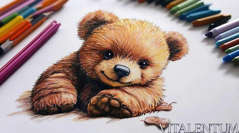 Charming Teddy Bear Sketch AI Image