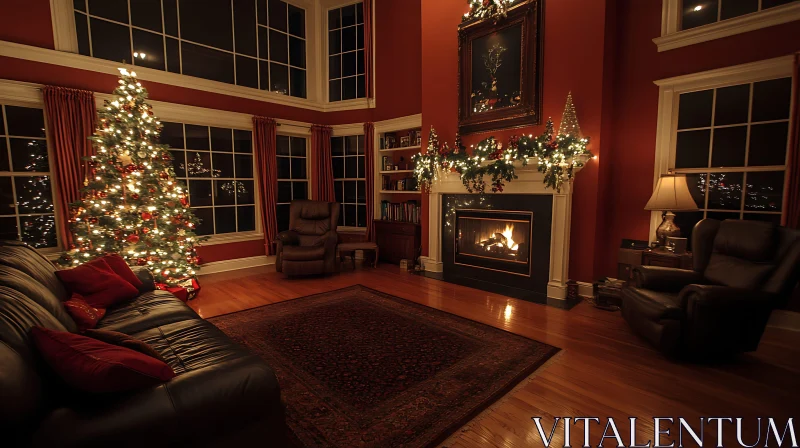 AI ART Warm Christmas Living Room