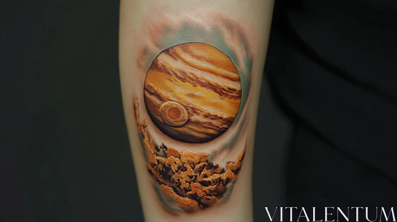 3D Jupiter Tattoo Art on Arm AI Image