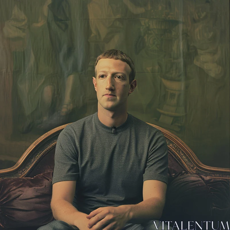 Mark Zuckerberg Reflective Portrait AI Image