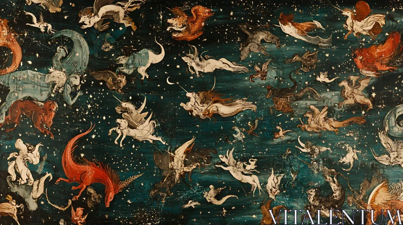 AI ART Celestial Dance of Mythical Beasts