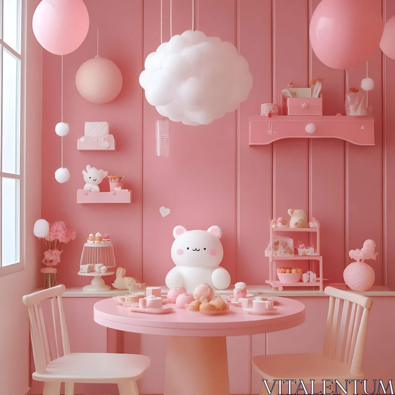 AI ART Pink Dessert Room