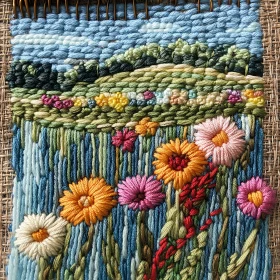 Handmade Floral Textile Art