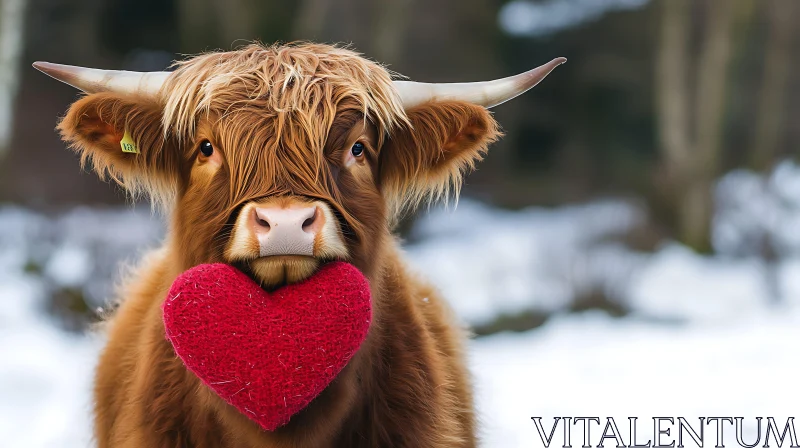 Cow Holding Red Heart AI Image