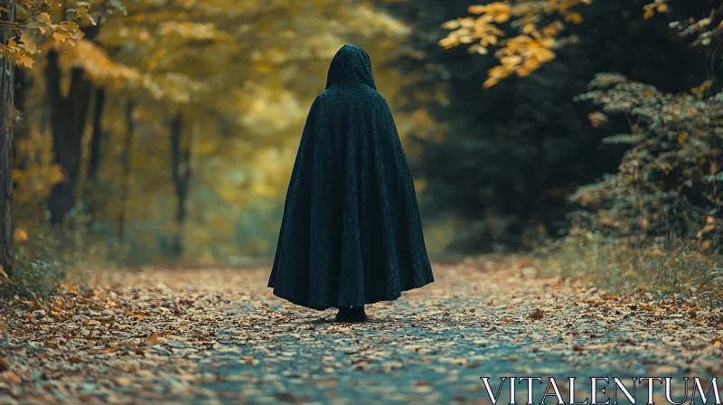 AI ART Hooded Figure in Forest Path