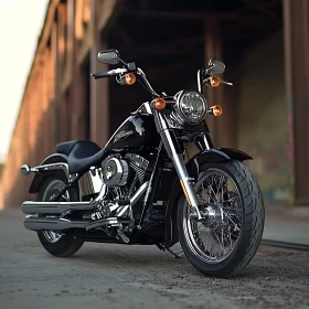 Classic Motorcycle in Urban Setting