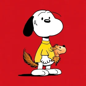 Cartoon Snoopy with Bird Friend