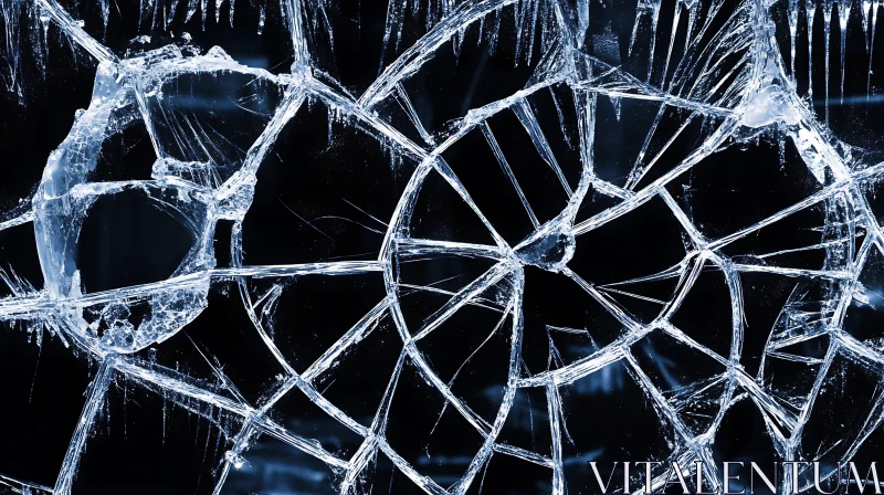 Cracked Glass Patterns in Blue Hues AI Image