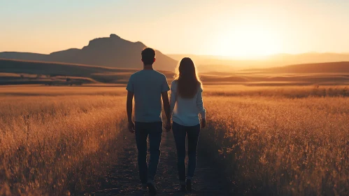 Couple Walking at Sunset