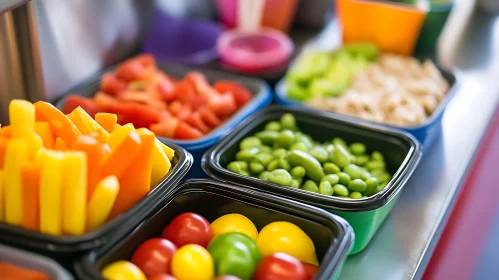 Lively Array of Mixed Fresh Vegetables and Fruits