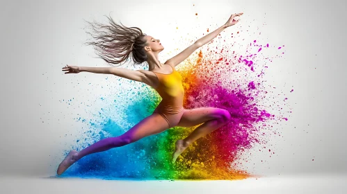 Woman Dancing in a Cloud of Colors