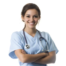 Young Nurse with Stethoscope Smiling Portrait