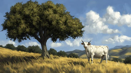 Pastoral Scene with Cow and Tree