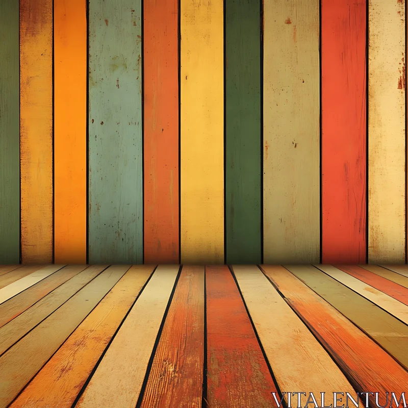 AI ART Vintage Wood Plank Wall and Floor Texture