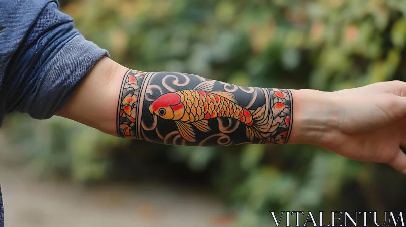 Colorful Koi Fish Arm Tattoo Art AI Image