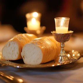 Warm Still Life with Bread and Light