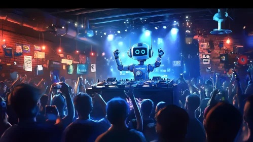 Robot DJ Entertaining Crowd