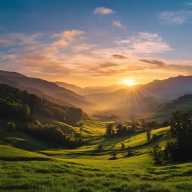 Picturesque Valley at Sunset