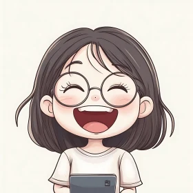 Smiling Girl Cartoon Character Illustration